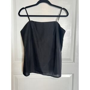 Los Angeles Boutique Straight Square Neck Sleeveless Cami Tank Top Black 12 NEW
